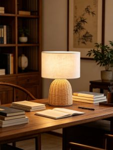 SANGEJIANGREN | Vintage Japanese Rattan Weaving Bedside Lamp