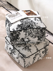 French Style Removable And Washable Tatami Cushion for Balcony And Bedroom Vintage Black And White Zafu Floor Pillow