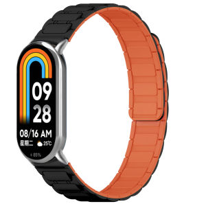 Uhadah Magnetic Silicone Band for Xiaomi Band 8 9 9Pro Mens Sporty High-End Color Block Smartwatch Strap Compatible with All Models