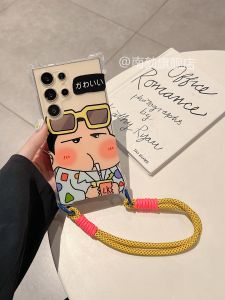 Samsung S25 Ultra Phone Case Full Cover with Lanyard Handheld Cartoon Style Protective Shell for S25 Edge S23FE S24Plus