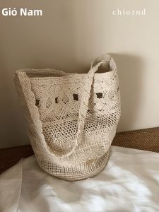 CHIO‘2ND | French Lace Slouchy Straw Tote Bag