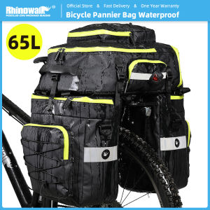 Rhinowalk Bicycle 3 in 1 Pannier Bag 65L Large Capacity Waterproof Multifunctional Bicycle Panniers Side Bag Cycling Storage Bag Rucksack Shoulder Bag Bicycle Accessories for Mountain Road Touring Bike