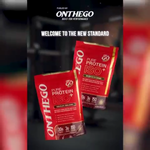 ON THE GO PURE PROTEIN ISO SALTED CARAMEL 30G PROTEIN 3G LEUCINE 150 CALORIES NO SUGAR ADDED HIGH PROTEIN FAST RECOVERY LEAN MUSCLE
