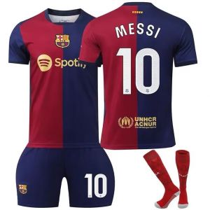 New 2023 Barcelona Home Football Jersey Number 9 Lewandowski Number 8 Pedri De Jong Number 10 Messi Adult Kids Mens Soccer Uniform Set