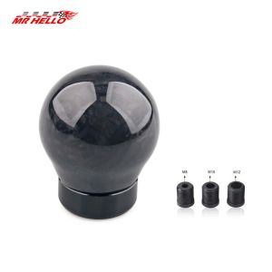 JDM Style Universal Sphere Carbon Fiber Manual Gear Shift Knob With 3 Adapter for Most Car Decorations Classic