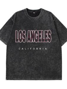 Áo Thun Cotton Pha Trộn in Họa Tiết Phong Cách Đường Phố Mỹ Dành Cho Nam Và Nữ Áo Thun Rộng Rãi Thoáng Khí Thường Ngày Mùa Hè