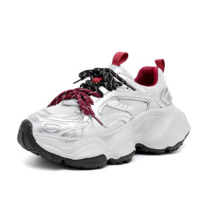 LANKAMO | Womens Dad Shoes Thick Sole Casual Sports Sneakers Breathable Mesh Upper Leather Material Lightweight Comfortable Rubber Sole