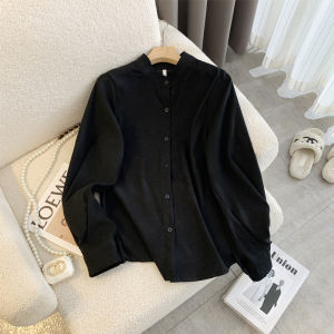 Loose Long Sleeve Lantern Sleeve White Shirt Womens Stand Collar Autumn Winter Korean Style Simple Fashion Top Loose Slimming Shirt