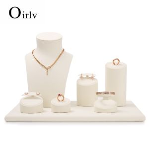 Oirlv Giá Đỡ Cửa Hàng Trang Sức Dụng Cụ Trưng Bày Bằng Nhung/Da Bộ Nhẫn Giá Đỡ Đựng Vòng Tay Bông Tai Vòng Cổ Ma Nơ Canh Đeo Cổ TT155