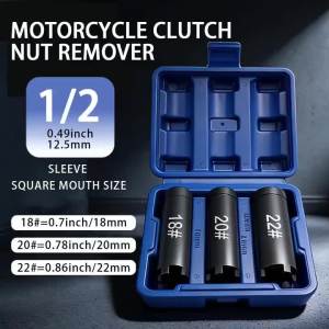 Motorcycle Clutch Nut Removal Tool 3Pcs Four-claw Socket 18 20 22mm Wrench Starter Disk Extractor Motorcycle Repair Tool Kit