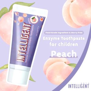 【 INTELLIGENT 因特力净 】KIDS Natural Saliva-Enzymes Toothpaste JUICE PEACH 水蜜桃 40g 酵素兒童牙膏【量販組】可吞嚥 除牙垢 防蛀牙 寶寶牙膏 嬰兒 幼兒 小朋友 去除牙