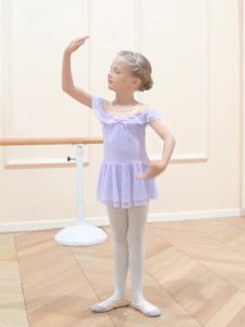 daydance | Girls Kids Off Shoulder Ballet Dance Leotards Ballet Dress Pink Dance Bodysuits Toddler Ruffle Sleeve Gymnastics Leotards