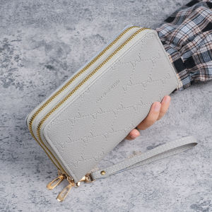 Luxurious Long Ladies Wallet Fashionable Large Capacity Double Zipper Handbag Mobile Phone Bag Soft PU Leather Card Slot