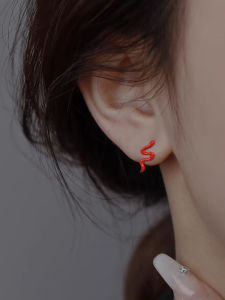 ต่างหูเงินแท้ 999 สีแดง สำหรับผู้หญิง ไม่ต้องถอดในช่วงนอน ของขวัญปีใหม่ เครื่องประดับแฟชั่น เครื่องประดับหู เครื่องประดับแฟชั่น