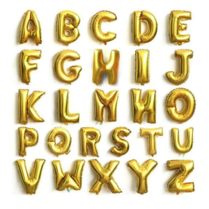 Balon Foil Huruf Abjad Alphabet Gold 16 Inch 40cm A-Z Bisa Buat Nama Anak Di Acara Ulang Tahun
