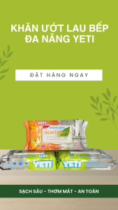 Thùng 10 gói Khăn ướt Lau Bếp Khăn Lau Đa Năng Gói 50 tờ khổ vải 16x24cm Không nhờn rít Không bọt Lau sạch nhanh khô tức thì