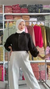TUNIK KEMEJA CROP BALON CRINKLE