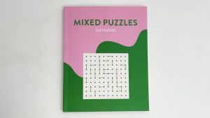 Pink Green 250 Mixed Puzzles Activity Book For Adults & Kids (288 Pgs) To Do Crosswords Sudoku