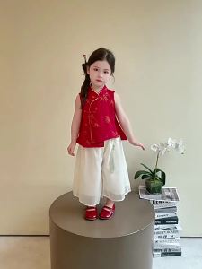 Bộ Trang Phục Phong Cách Dân Tộc Dành Cho Bé Gái Bộ Hai Mảnh Voan Đỏ Mẫu Mới Mùa Hè Bộ Đồ Mỏng Phong Cách Trung Quốc Dành Cho Bé Gái Và Trẻ Sơ Sinh