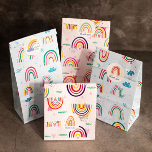10pcs Bohemian Rainbow Candy Bags Paper Candy Biscuit Packing Bags Birthday Party Decor Wedding Supplies Outdoor Party Decor