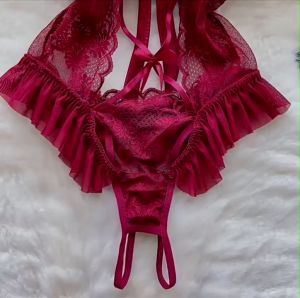 Lingerei Seksi Open Jumpsuit Pita Renda transparan Baju Tidur Wanita A261
