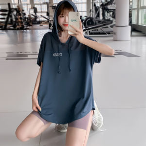 Hooded Sports Blouse Women Quick-Drying Breathable T-shirt Running Fitness Clothes plus Size Summer Thin Short-Sleeved Yoga Jacket