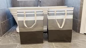 1pc Grey Large Capacity Waterproof Cotton Linen Dirty Clothes Basket Simplified Clothes Sundrie Storage Box Foldable Storage Bag