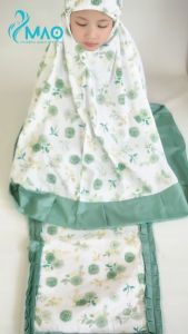 Mukena Anak Katun Motif Bunga Dreamy Rose Tas Sajadah