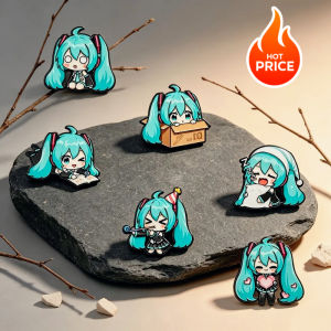 Bandai | Cute 6pcs Kawaii Chibi Enamel Pin Set Multi-Pose Vocaloid Anime Brooches Aesthetic Metal Lapel Badges for Backpack Perfect Gift