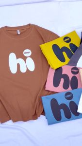 MOTIF HI Basic (HI BULAT BASIC) - KAOS OVERSIZE WANITA WITH SAY HI COTTON COMBED BAJU KAOS DISTRO LERIST