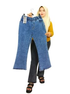 Celana Jeans Wanita Cutbray Pinggang karet Size Jumbo