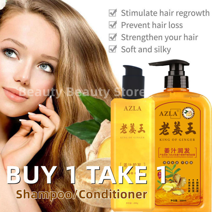 BUY 1 TAKE 1 Original AZLA Ginger Shampoo for Hair Loss Herbal Ginger Extract Shampoo Hair Grower Anti Hair Fall Shampoo Ginger for Dandruff Hair Growth  pampatubo ng buhok at pampakapal pampakapal ng buhok shampoo