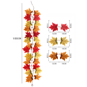 2M Artificial Fall Maple Leaf Garland Fake Plant Autumn Leave Vine for Home Decor Thanksgiving Halloween Festivals Wedding Decor