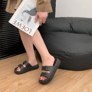 Womens Korean style fashionable double button thick bottom anti slip beach sandals