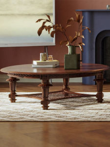 French Vintage Carved Wooden Coffee Table Modern Simplicity Living Room Furniture American Luxury round Tea Table Storage Space