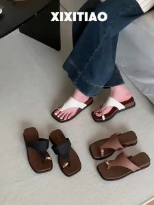 XIXITIAO | Dép Quai Kim Loại Chống Trượt Phong Cách Hàn Quốc