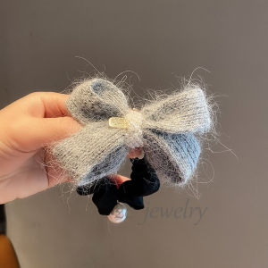 Sweet Grey Knotted Hair Ties Womens Pearl Bun Headbands New Style Fashionable Hair Accessories Korean Style Hair Bands