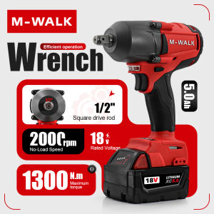 M-WALK Tool 1300N.M Brushless Impact Wrench Cordless Electric Wrench 1/2 in Screwdriver Power Tool For Milwaukee 18V Battery Pin