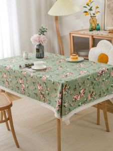 Idyllic Minimalist Floral Fabric Meal Nordic Tablecloth Tablecloth Coffee Table TV Cabinet Rectangular Thickened Cover Cloth Customization