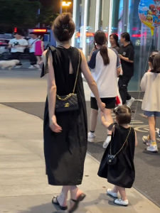 Fashionable Elegant Backless Sleeveless Little Black Dress Womens Summer New Loose Slimming Short plus Size Long Dress