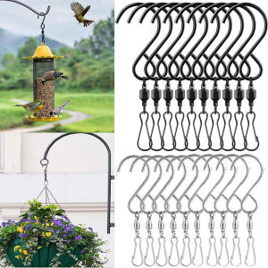 5pcs Stainless Steel 360° Rotating S-shaped Hooks for Flower Pot Bird Feeder Wind Chimes Hanger Outdoor Garden Pendant Decoration Accessories