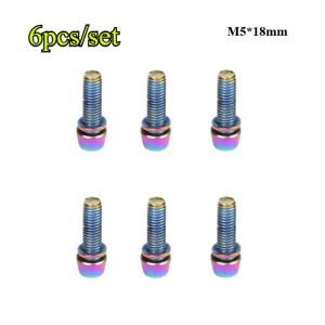 6PCS M5*18mm Bike Bolts Screw with Gasket for MTB Bikes Road Bicycle Stem Rainbow Bicycle Bolt Screws Cycling Parts High-quality Steel Made Sports Accessories