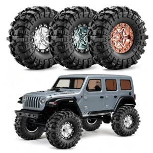 1.3 Aluminium RC Crawler Beadlock Wheels Rims Tires Set for 1/24 Axial SCX24 AX24 FMS24 1/18 Traxxas TRX4M Upgrade Parts