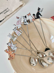 Walnut Fair Cute Cartoon Cat Stirring Spoon Spoon Coffee Spoon Stainless Steel Small Spoon Dessert Spoon