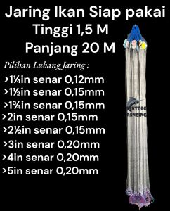 Jaring Ikan Siap Pakai Tinggi 15M & Panjang 20M Lengkap