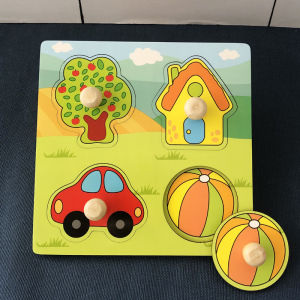 MENGTELI | Baby Hand-Grasping Board Puzzle for Infants & Toddlers Montessori Early Learning Toy Cartoon Matching Insert Board Ages 1-3 For Boys & Girls