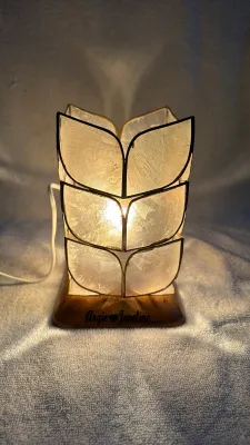 Lampshade Capiz leaf (s)free bulb w/Laser engraved