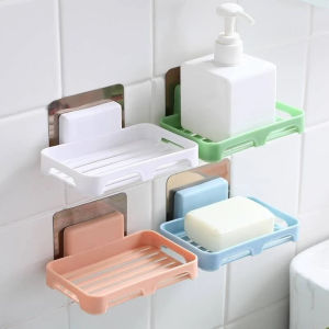 5pcs Wall Mounted Soap Storage Rack / Bathroom Organizer Holder / Draining Holder Kitchen Hanging / Drain Soap Box Suction Cup Soap Holder Wall Hanging Rack