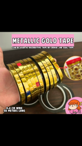 🇸🇬 Gold Tape Adhesive for Decorative Art Cookie Jar Snack Seal