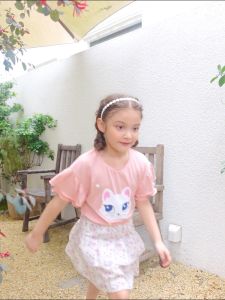 Bộ ngắn tay bèo phối chân váy Bigfox Miss Meow size đại mùa hè vải cotton kiểu Hàn Quốc in mèo dễ thương cỡ 3-11 tuổi